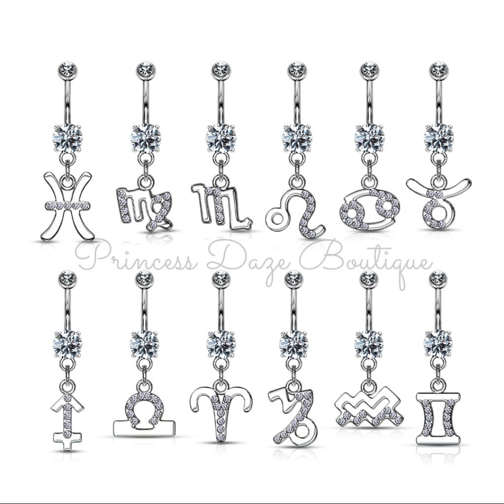 Zodiac Symbol Belly Button Rings